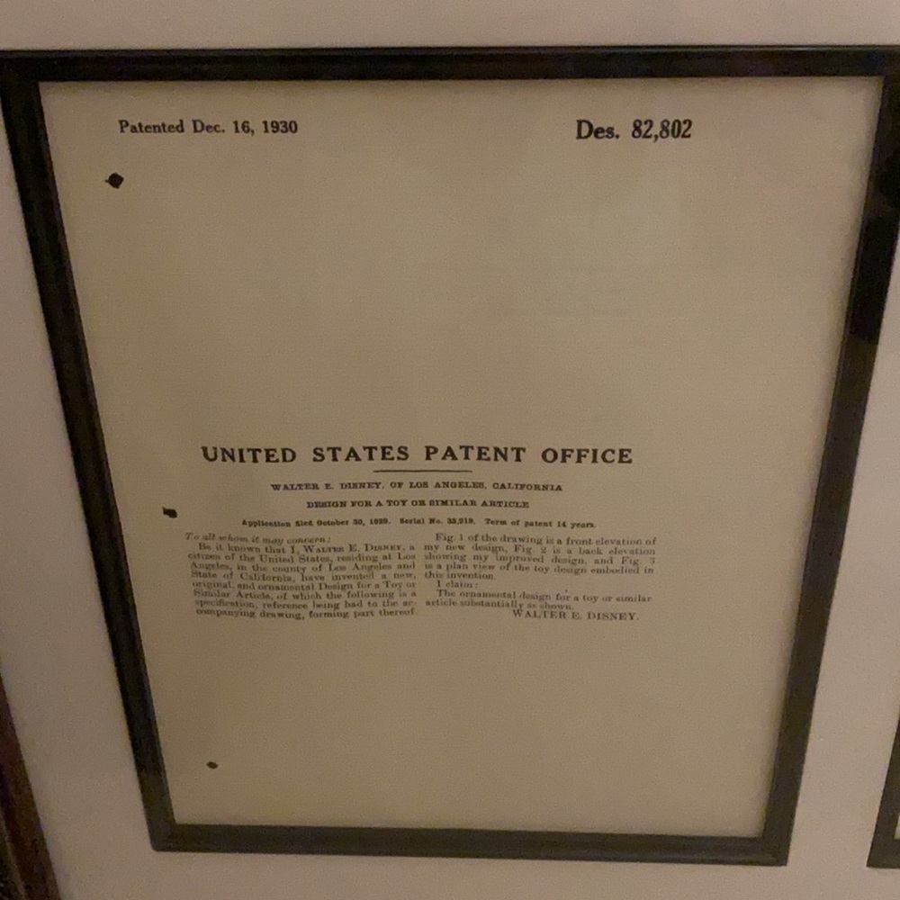 Copy of the Mickey Mouse patent. - Picture 2 of 3